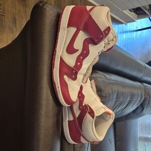 Nike Red and White High-Top Athletic Shoes